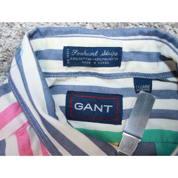 Gant Shirt Men Extra Large Multicolor Foxhunt Stripe Dress Casual Colorful - Picture 3 of 6